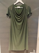 Ronni Nicole 10/12 dress green slimming - new QVC, khaki military cowl evening