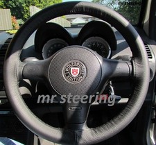 FITS VOLKSWAGEN LUPO 1998-2005 REAL BLACK LEATHER STEERING WHEEL COVER
