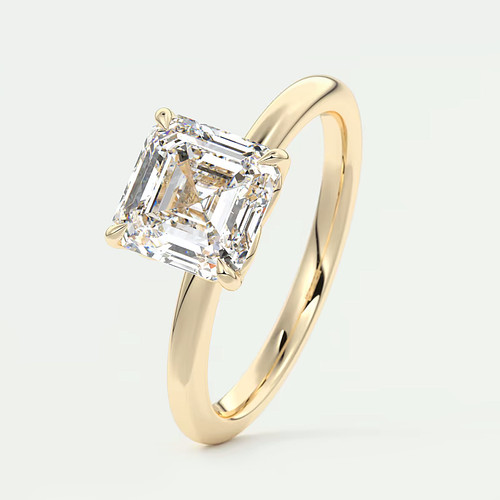 Women diamond ring asscher lab - ring,