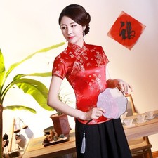 8) Classic Chinese Tops Tang Style Blouse in Satin Fabric Various Colors