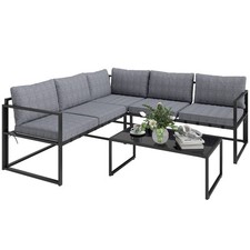 Outsunny 3 Piece L Shaped Garden Furniture Set with Cushions, Grey