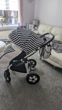 3 in 1 Pram Black & White Leatherette Immaculate Condition
