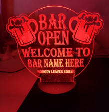man cave Bar top open led sign