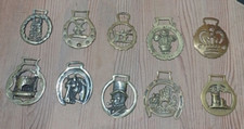 10 horse brasses of various themes brass