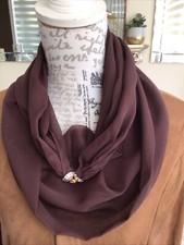 New Moira C Scarflace With Gold Magnetic Fastening Plain Chocolate Brown Chiffon