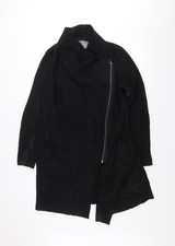 Phase Eight Women’s Black Wool Blend Zip Front Long Coatigan Size 12