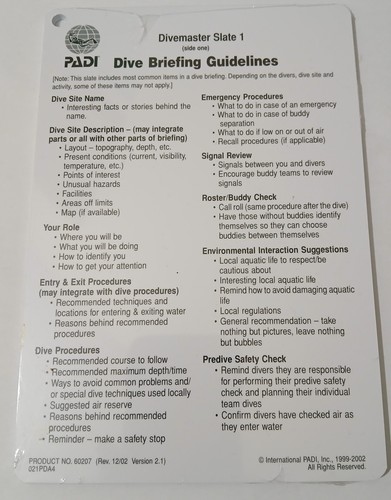 Padi divemaster slates - divemaster,