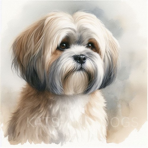 Lhasa apso dog - , watercolour