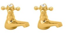 Deva TUD01/501 Tudor Traditional Gold Bathroom Basin Taps (pair)