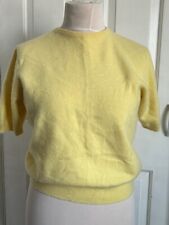 Yellow Cashmere Jumper  Size M Vintage 60s 70s Johnstons of Elgin Short Sleeve