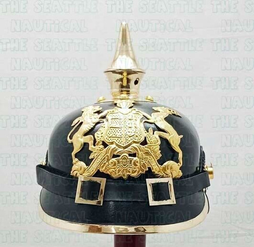 German leather pickelhaube - german,