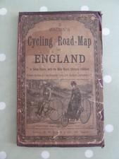 ANTIQUE /  VINTAGE BACON'S CYCLING ROAD MAP OF ENGLAND SHEET 2 - YORKSHIRE
