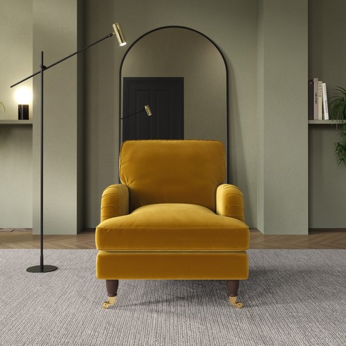 Mustard velvet armchair - armchair,