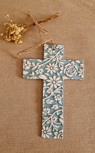 Decorative handmade clay - clay, cross