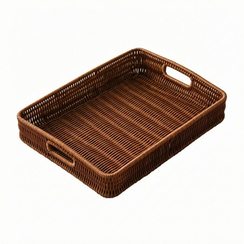 Wicker basket tray rectangular - tray,