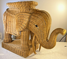 Vintage Rattan Wicker Elephant Plant Stand Side / End Table 50cm Tall 25 x 68 cm