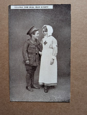 OLD POSTCARD MILITARY GIRL RED