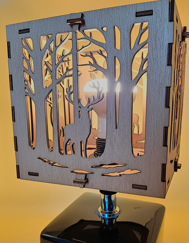 Wooden lampshade stag deer - lampshade,
