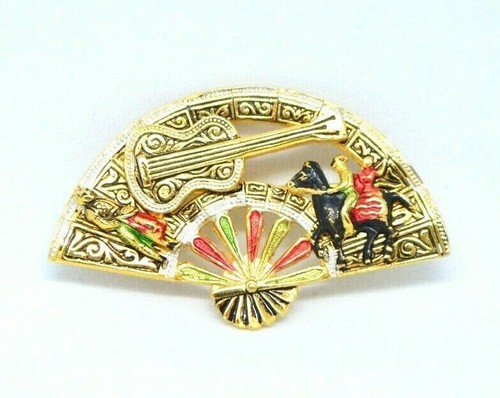 Damascene enamel fan - damascene, guitar