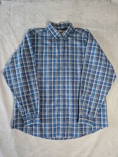 Wrangler Rugged Wear Shirt Men's XL Blue Check Plaid Tartan Cowboy USA Button