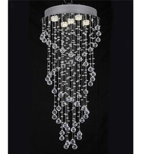 A1A9 Double Spiral Crystal Chandelier Lighting, Clear K9 Crystal Droplet Ceiling
