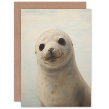 Adorable Baby Seal Pup Birthday Thank You Kids Child Blank Greeting Card