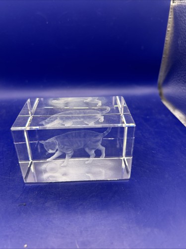Laser crystal paperweight - laser, cat
