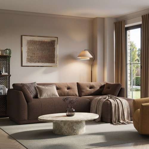 Brown fabric seater - 4,