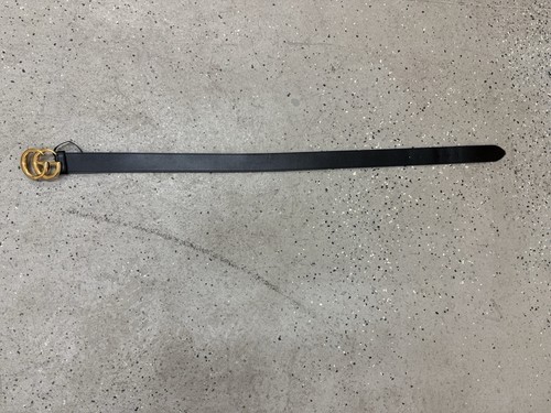 Gucci black gold logo buckle - gucci,