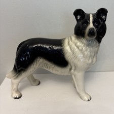 Large Vintage CooperCraft Black And White Sheepdog Collie Ornament Figure 22cm 