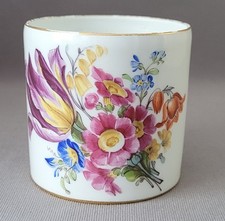 ANTIQUE MEISSEN HAND PAINTED FLOWERS CYLINDICAL POT C1800