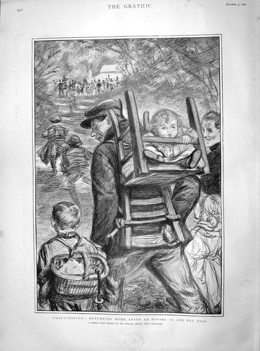 Old antique print 1901 - print, family