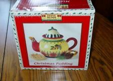 VINTAGE Debbie Mumm - CHRISTMAS TEAPOT - Christmas Pudding - Mini Handpainted