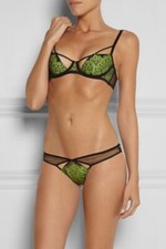 AGENT PROVOCATEUR SEXY ELECTRA GREEN/BLACK BRA 32B & SIZE 1 X SMALL BRIEF UK 6-8