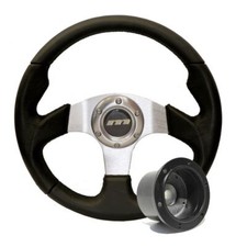 300mm Black Leather Steering Wheel + Boss fits Vauxhall Vectra A 2.0i GT 88-95