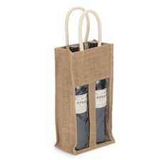 2 Wine Bottle Jute Bag Gift