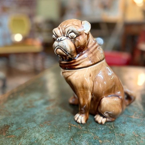 Antique majolica pug dog - antique,