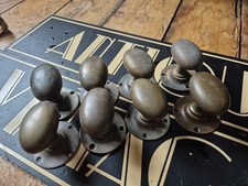 Antique Old Victorian Brass Oval Door round Knob handles set of 4 pairs