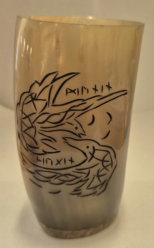 Buffalo horn mug with viking - buffalo,
