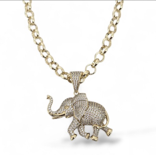 9ct gold elephant pendant - gold,