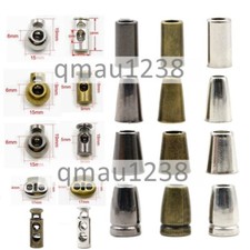 Metal Cord Stopper Spring/Open Cord Locks -Toggle Lock Ends - Gold Silver Bronze