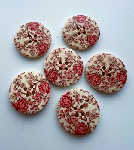 Floral design wood buttons - floral,