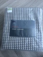 Beautiful M&S Neutral GEO Velvet Eyelet Curtains 66” X 72” RRP£119New😍