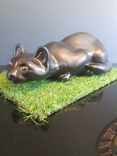 Stone Garden Black Cat Ornament Statue Indoor Outdoor Frostproof Lacquered Gift