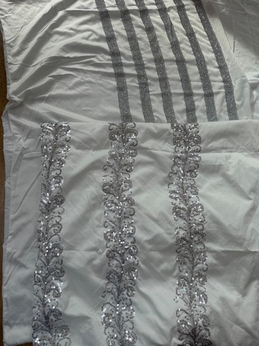 Sequin diamonte white satin - diamonte,