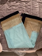 Indian Classic Border Embroidery Net Saree - Unstitched Blouses UK NEW Unworn 