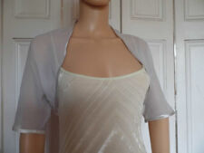 Silver grey elbow length Chiffon Wedding Evening Shrug Bolero Wrap Jacket 