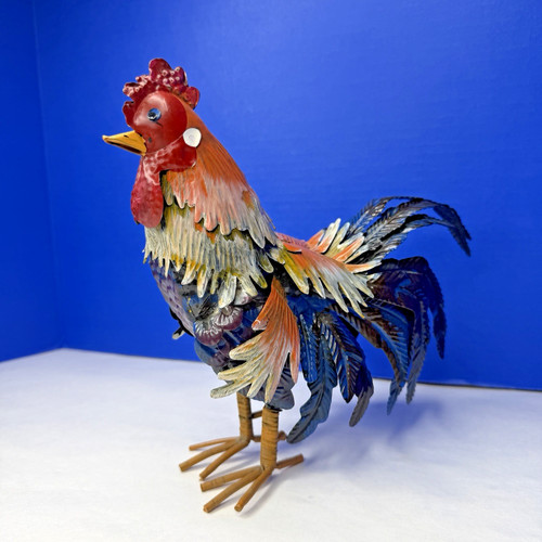 Vintage metal tin rooster - metal,