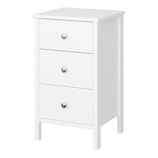 Valenca Bedside Table Chest White 3 Drawer Satin MDF (H)699 (W)400 (D)382.4mm