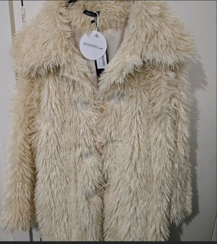 Boohoo cream shaggy faux fur - cream,